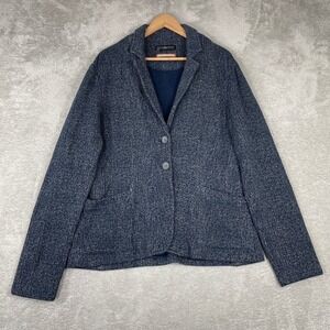 Peruvian Connection Blazer Womens Large Blue Knit Cardigan Jacket Textured Boho